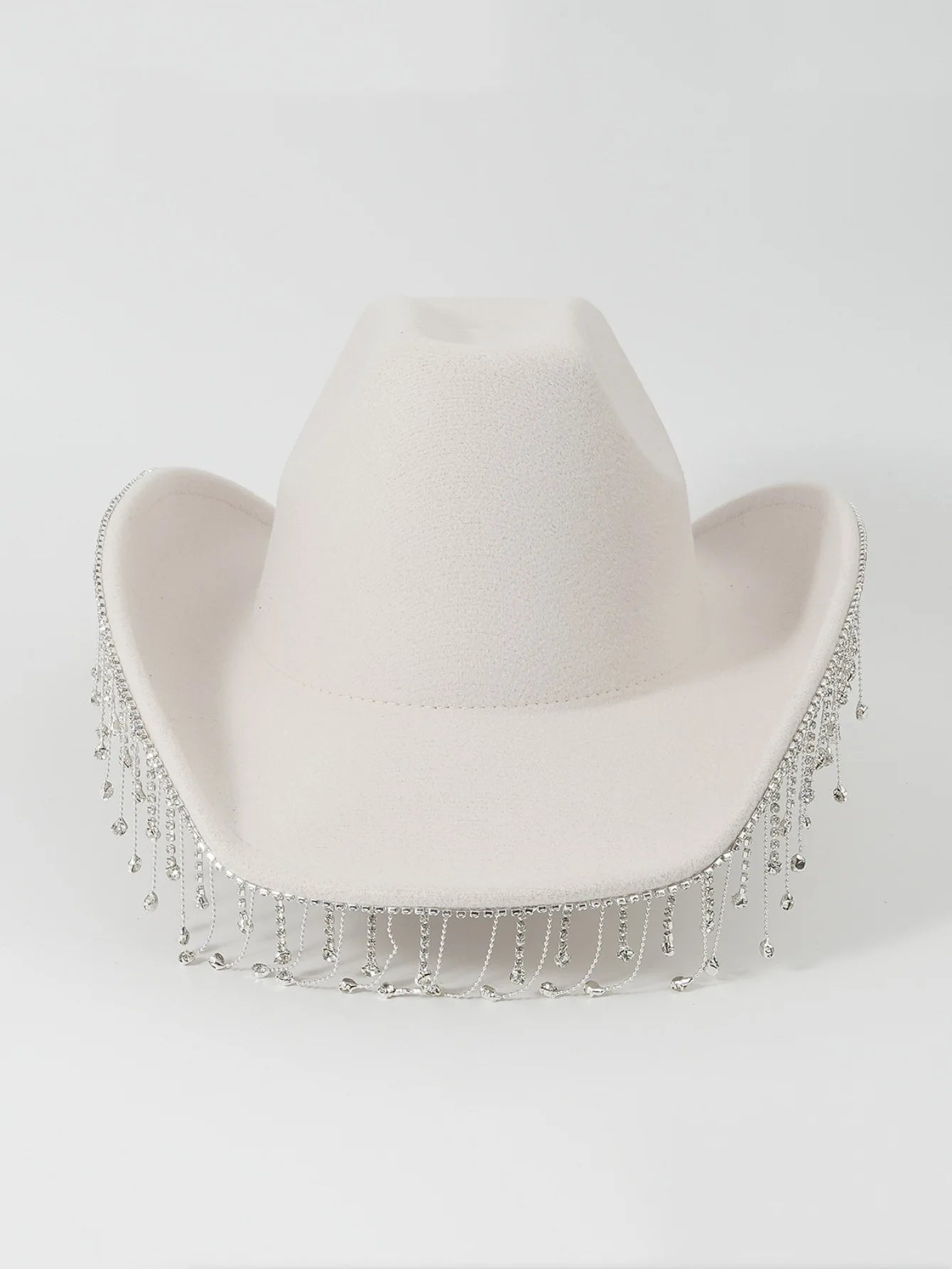 Western Wool Rhinestone Crystal Tassel Design Solid Unisex Cowboy/Cowgirl Fedora Hats