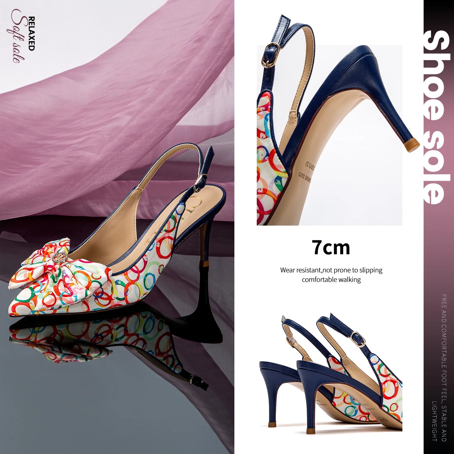Bowtie Floral/Geometric/Polka Dot/Monogram Letter Print Design Women's High Heel Slingback Pumps