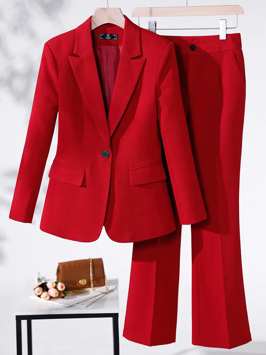 Office Business Women's Pant Suit: Long Sleeve Blazer & Trouser Pants to 4X