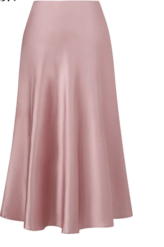 Satin Pleated Loose Flowing Maxi Skirt to 5X