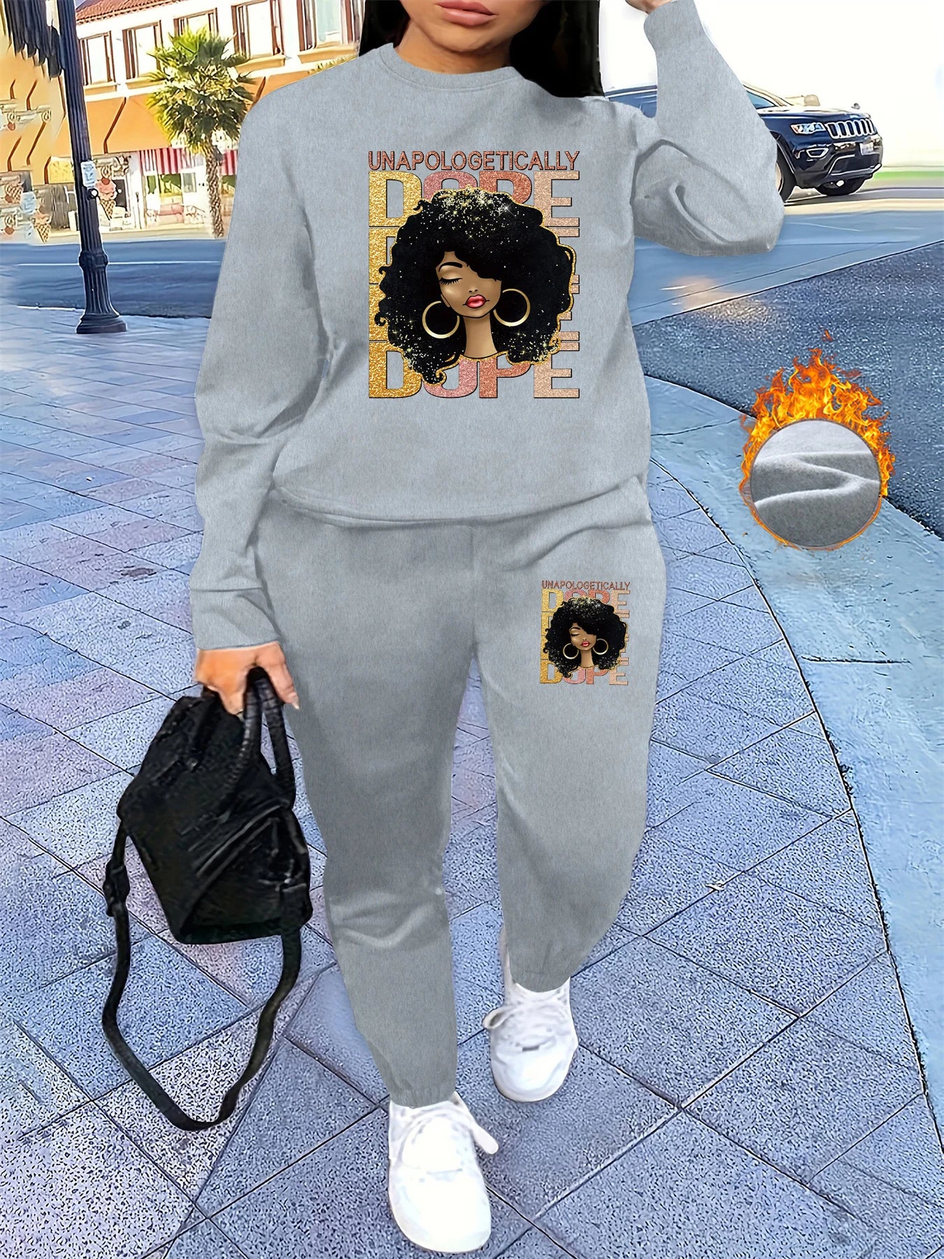 "Unapologetically Dope" Black Woman 3D Print O-Neck Sweatshirt + Jogger Sweatpants Women's Tracksuit