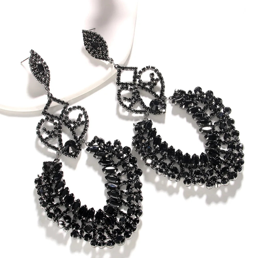 Oversized Rhinestone Aesthetic Bling Crystal Drop Earrings