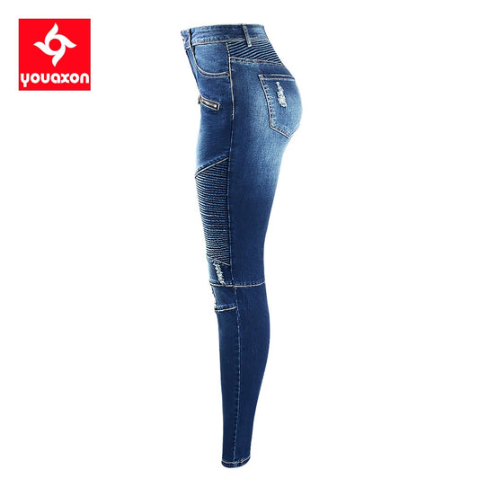 Plue Size High Waist Ladies Denim Skinny Biker Jeans to 4X