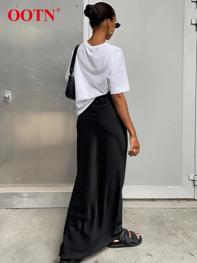 Satin Trumpet Slim High Waist Maxi Skirts