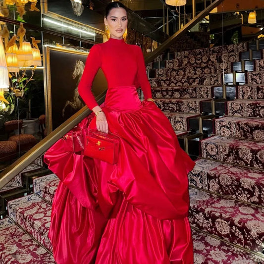 Oversized Satin Mesh Layered Draped Formal Floor-Length Maxi Skirt 28 COLORS AVAILABLE to 3X Plus Size