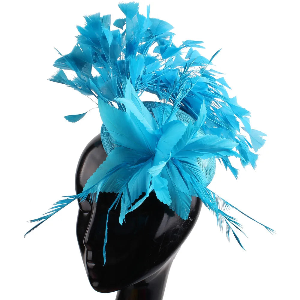 Floral Feather Detail Church/Wedding/Kentucky Derby Women's Fascinator Fedora Hat