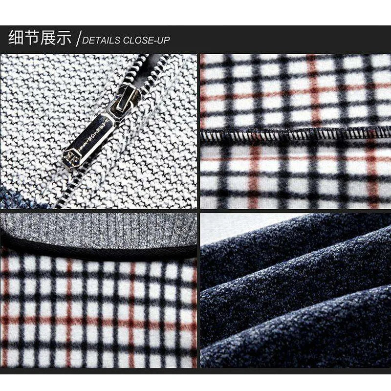 Men's Colorblock Stand Collar Zipper Cardigan Sweater Bomber