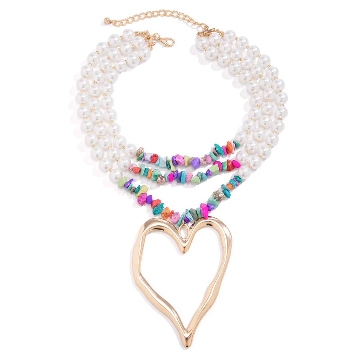 Big Love Heart Pendant Necklace Multilayer Choker