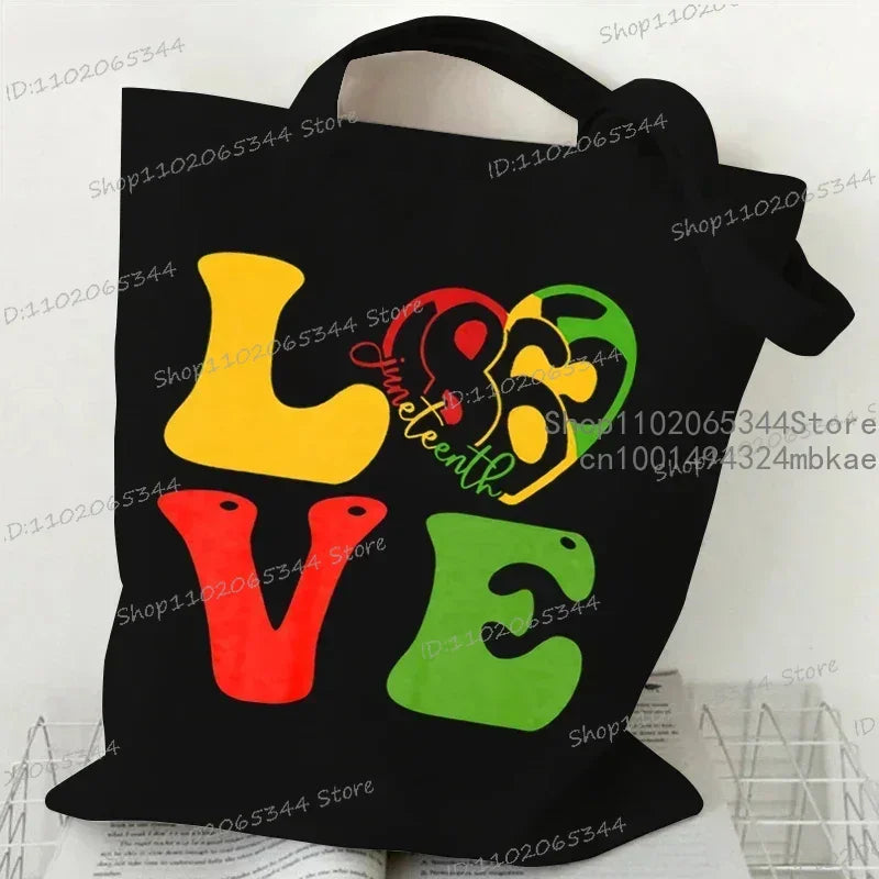 Its Juneteenth For Me/1865 Juneteenth/Juneteenth Heart/I Am Black History/Love Canvas Large Capacity Shopping Tote Bag