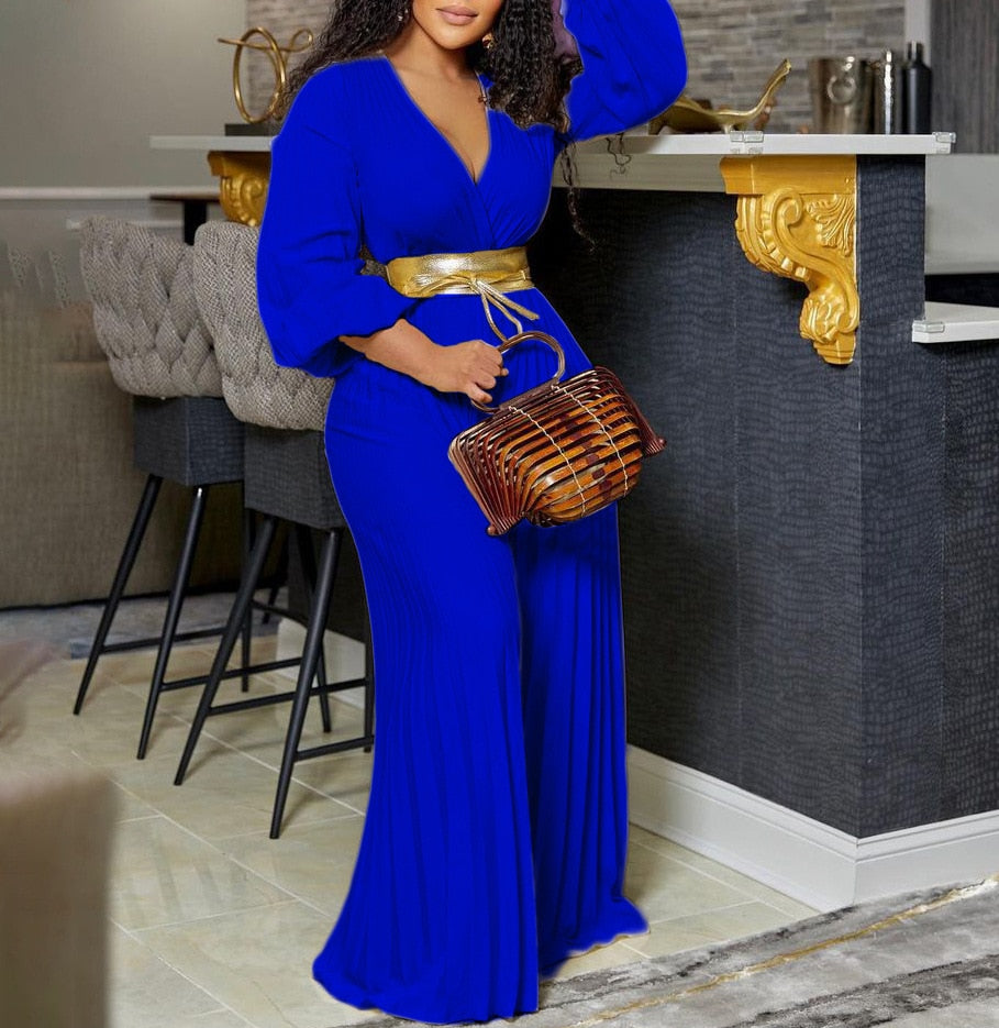 Plus Size Women's Ruffled Wide Leg Jumpsuit