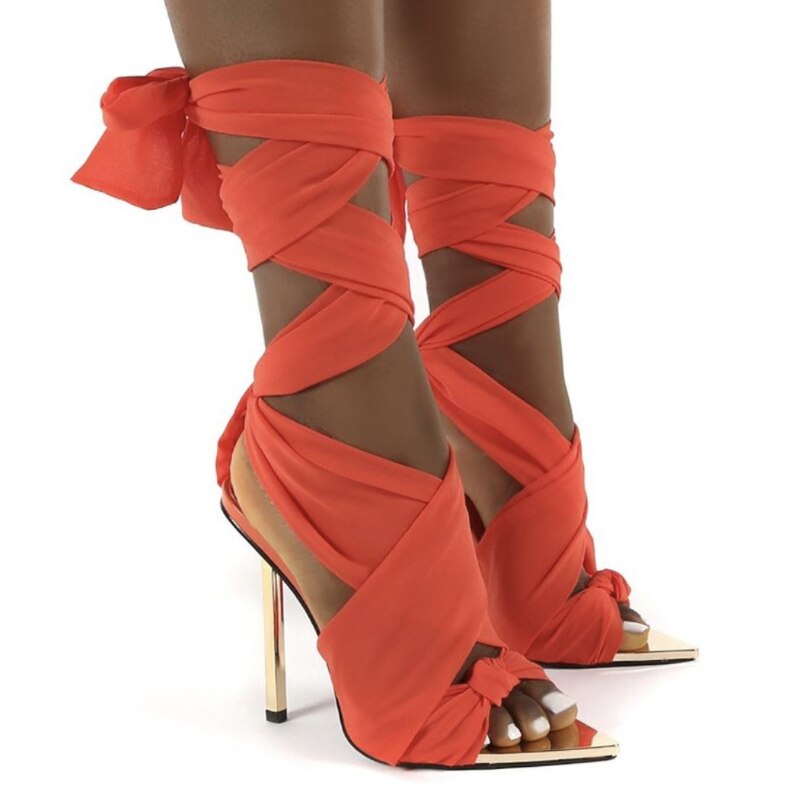 Lace Up Crisscross Stiletto Sandals