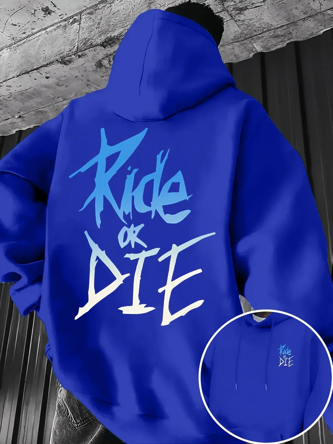 Men's "Ride or Die" Letter Print Pullover Hip-Hop Streetwear Hoodie Sweatshirt