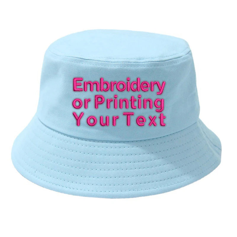 CUSTOMIZED Unisex Embroidered Text Personalized Design Cotton Bucket Fisherman Hat