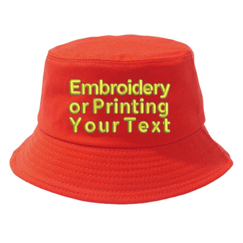 CUSTOMIZED Unisex Embroidered Text Personalized Design Cotton Bucket Fisherman Hat