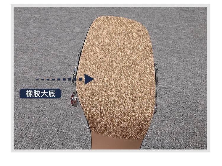 PVC Transparent Clear Crystal Rainbow Rhinestone Embellished Open Toe Low Heel Women's Sandals