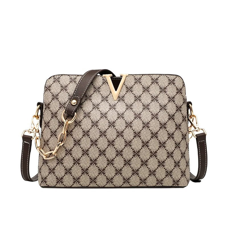 Designer Monogram Replica PU Leather Crossbody Messenger Chain Ladies Plaid Purse