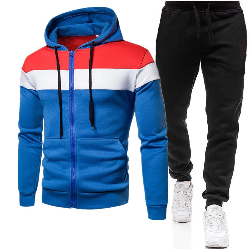 Men's Pullover Inkjet Gradient Print Drawstring Hoodie Sweatshirt + Jogger Sweatpants Tracksuit