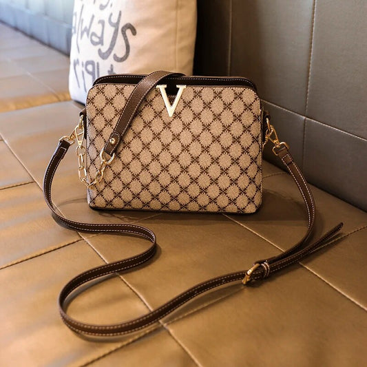 Designer Monogram Replica PU Leather Crossbody Messenger Chain Ladies Plaid Purse