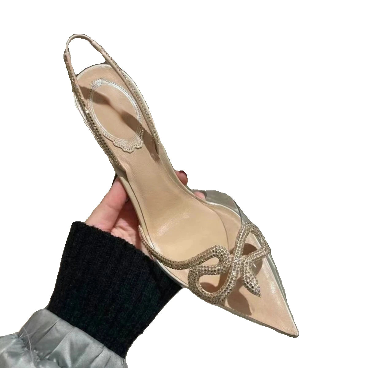 Metallic Snake Decor Women's Slip-On Back Strap Mule Pumps