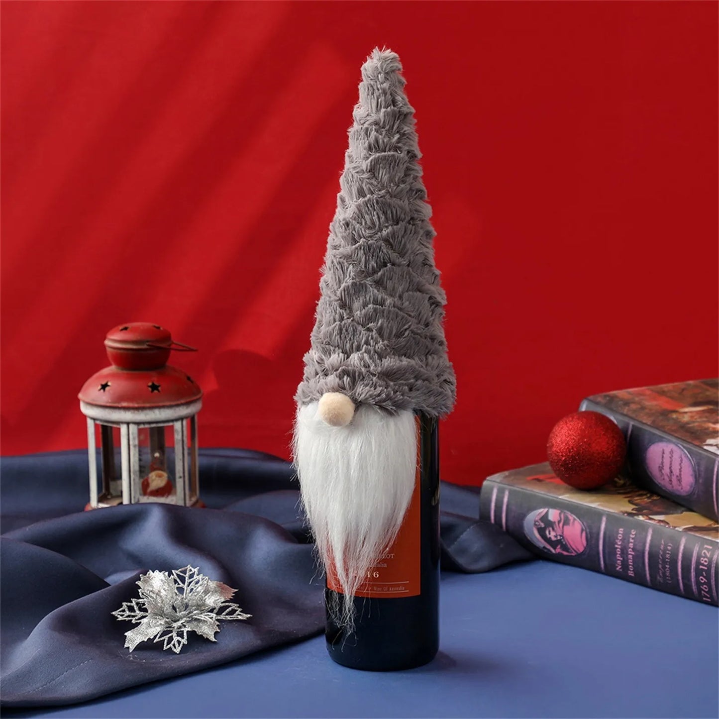 Christmas Wine Bottle Faceless Santa w/ White Beard Gnome