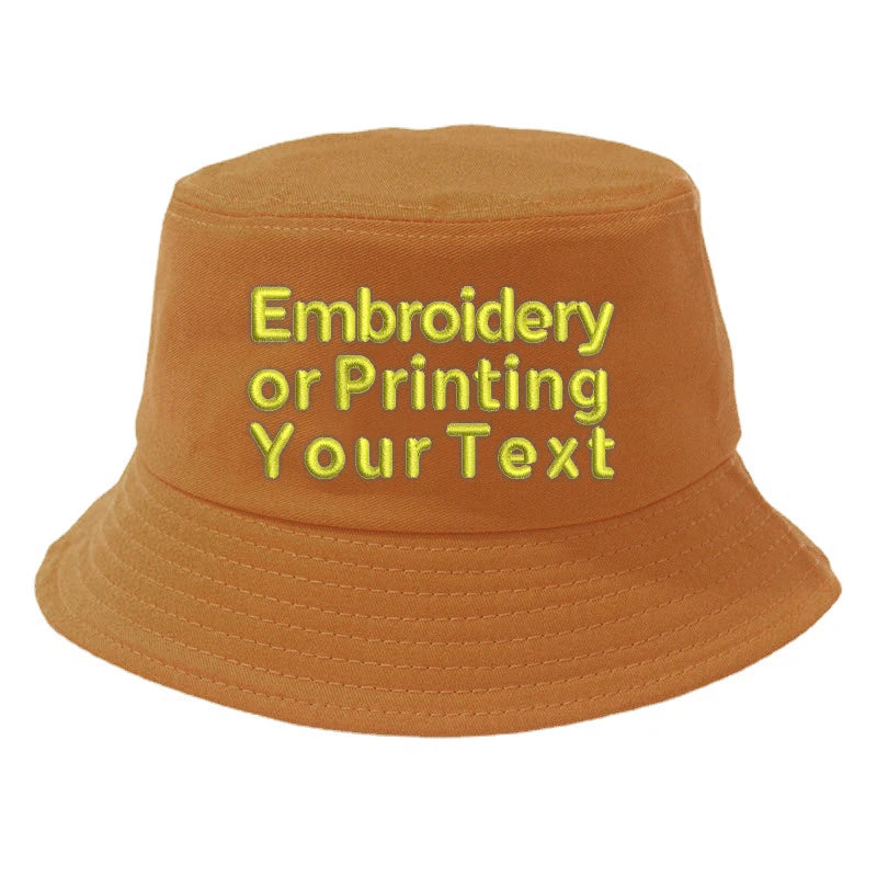 CUSTOMIZED Unisex Embroidered Text Personalized Design Cotton Bucket Fisherman Hat