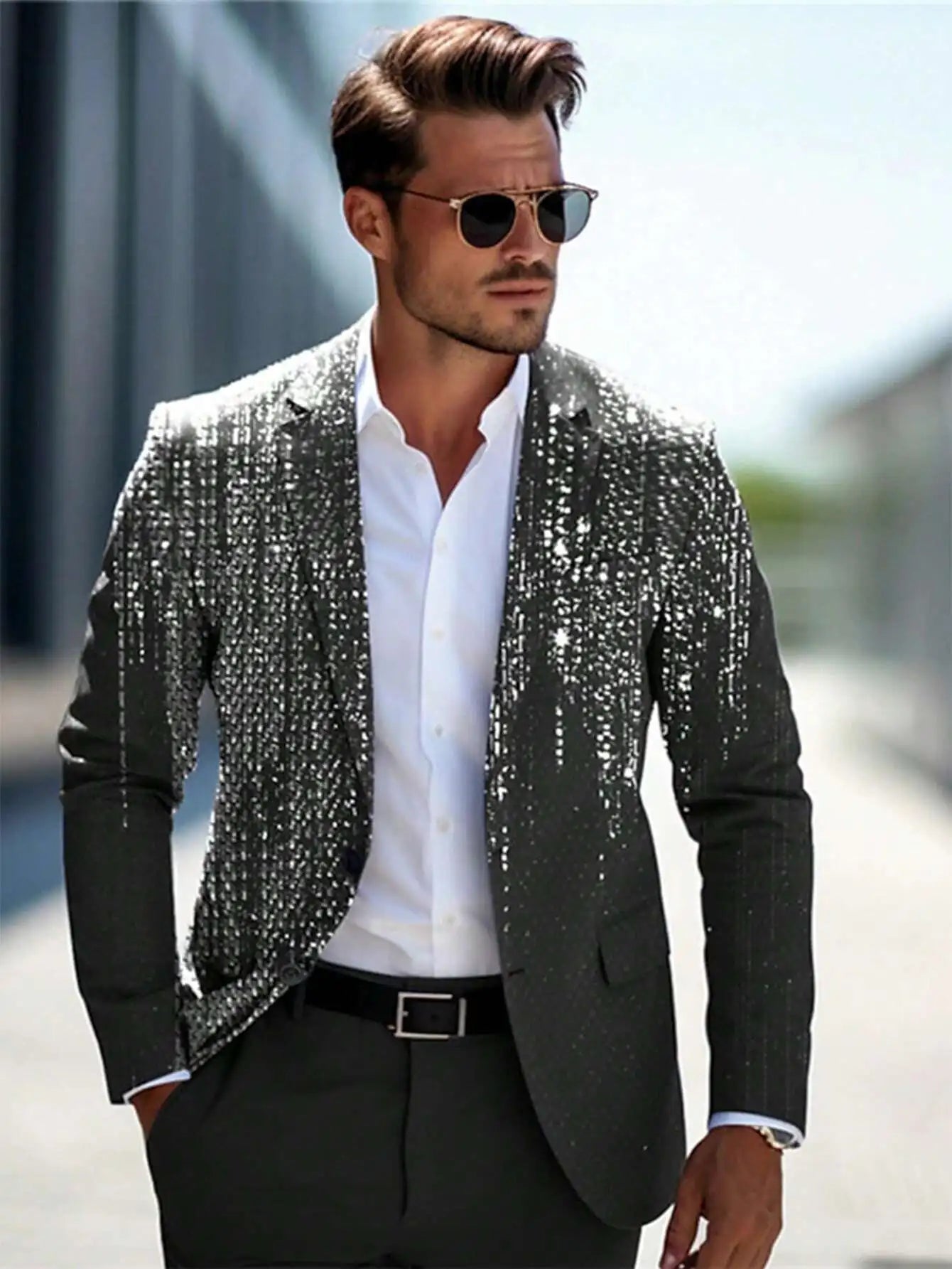 Men's Colorblock Contrast/Plaid/Sparkling Glitter Assorted Single Breasted Blazer Jackets to 5X Big & Tall