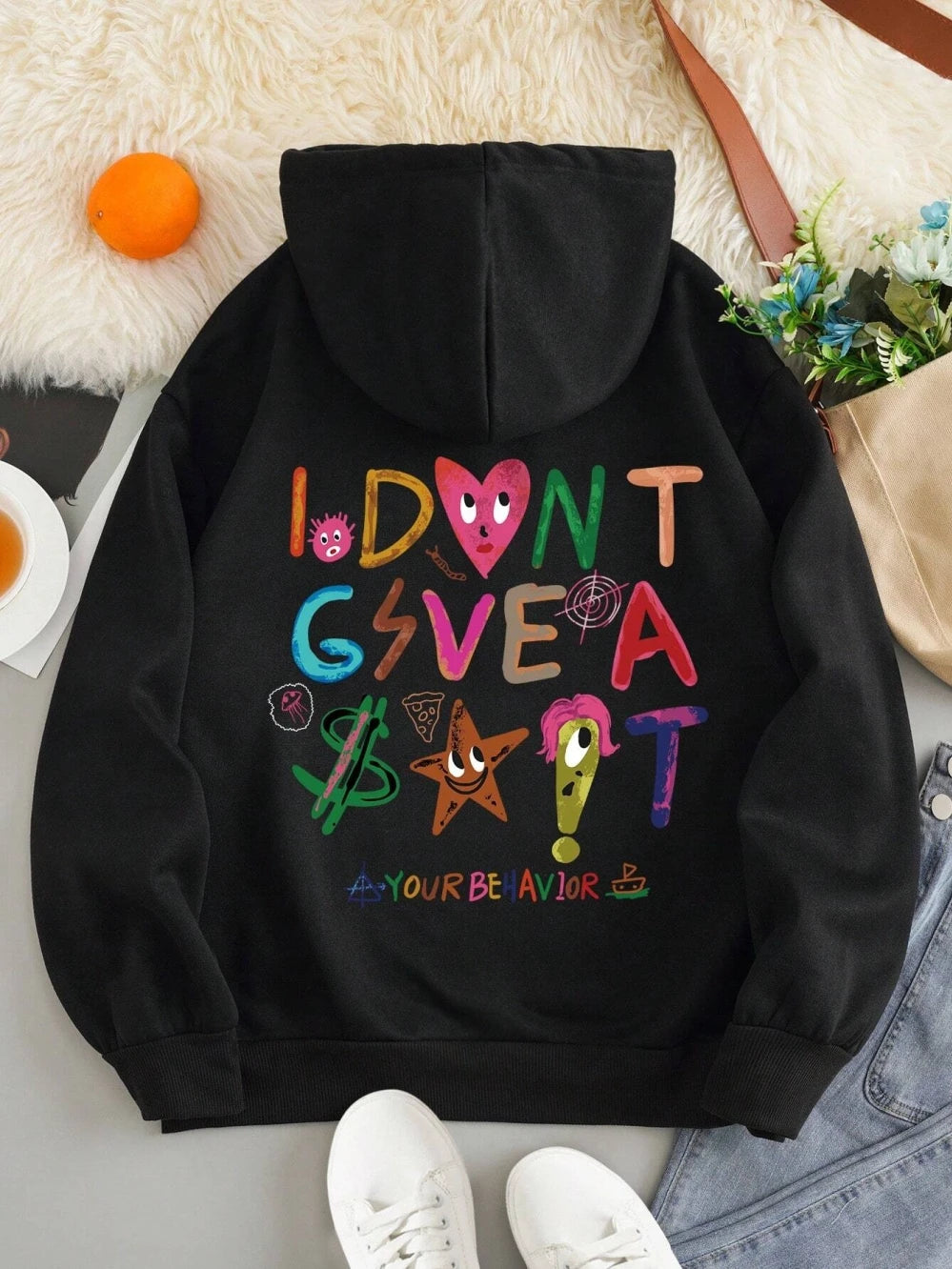 "I DON'T GIVE A SH@$T" Womens Fleece Hoodie Sweatshirt