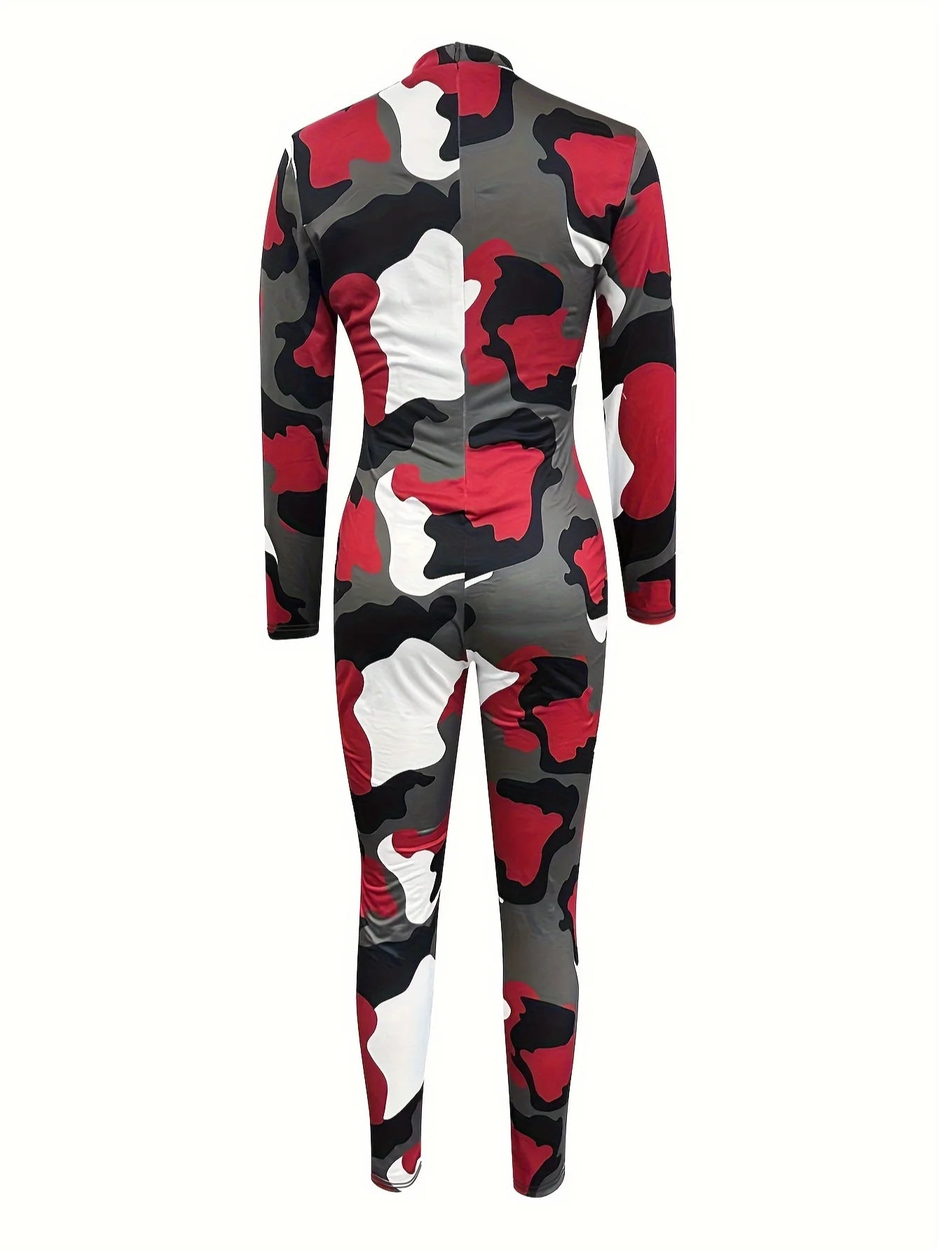 Camoflauge Print Women's Long Sleeve Skinny Bodycon Jumpsuit