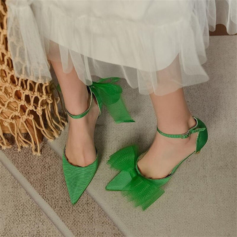 Satin Bowtie Silky Ankle Strap Sandals