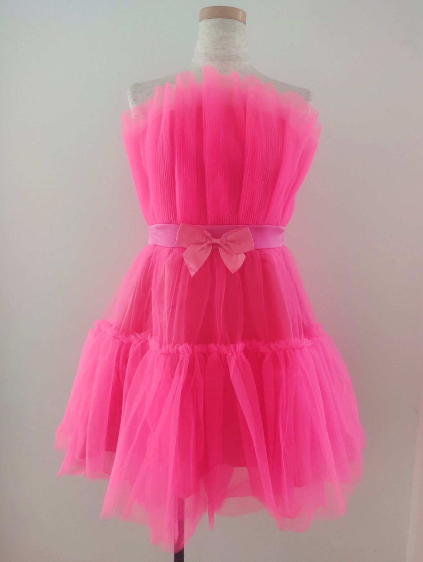 Ruffle Strapless Gauze Party Dress