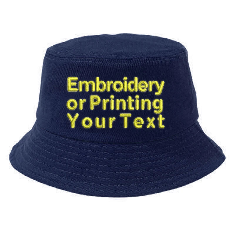 CUSTOMIZED Unisex Embroidered Text Personalized Design Cotton Bucket Fisherman Hat