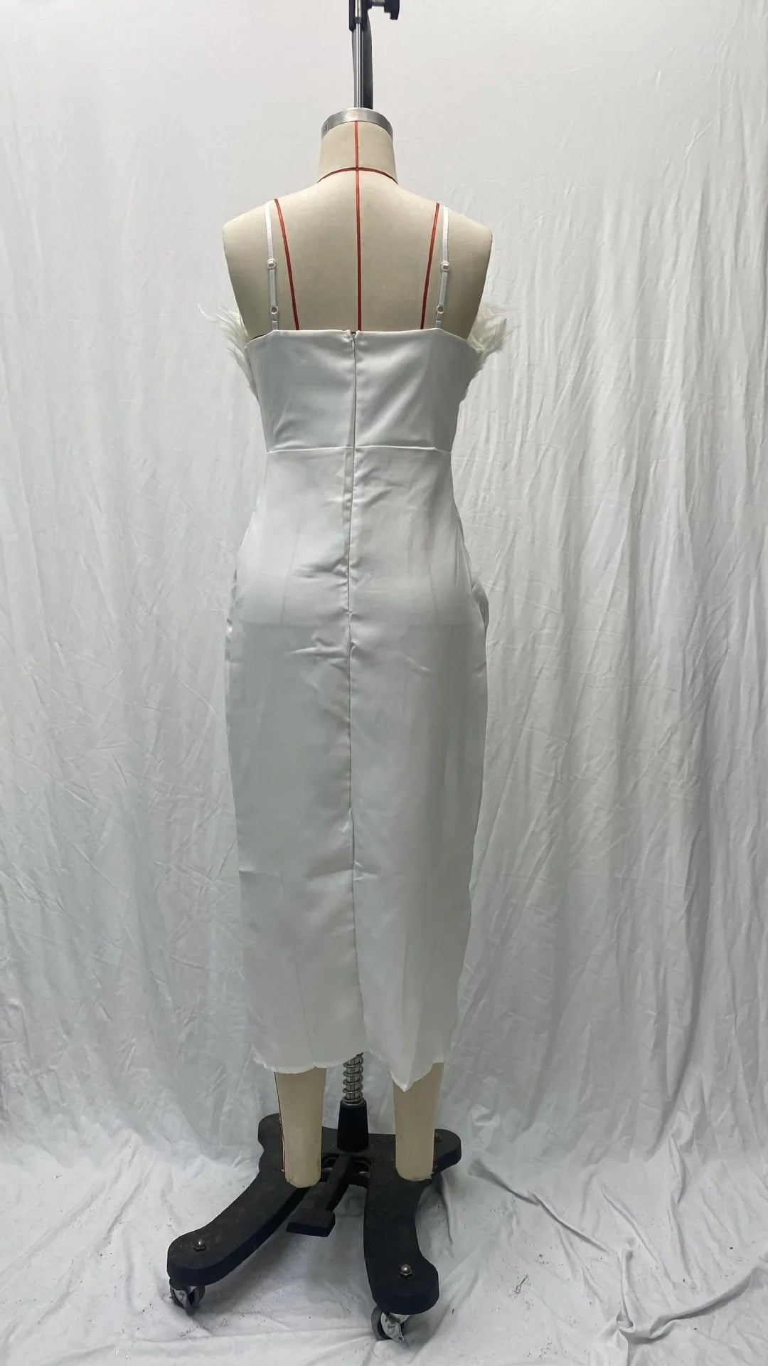 2024 New Cross-border Spring Summer Women's Fashion Tank Feather Dress Elegant Slimming Arm-covering Gown For Banquets