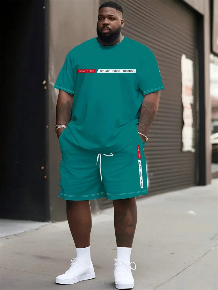 Oversized Men's 3D Print T-Shirt + Shorts Two-Piece Set to 6X Big & Tall