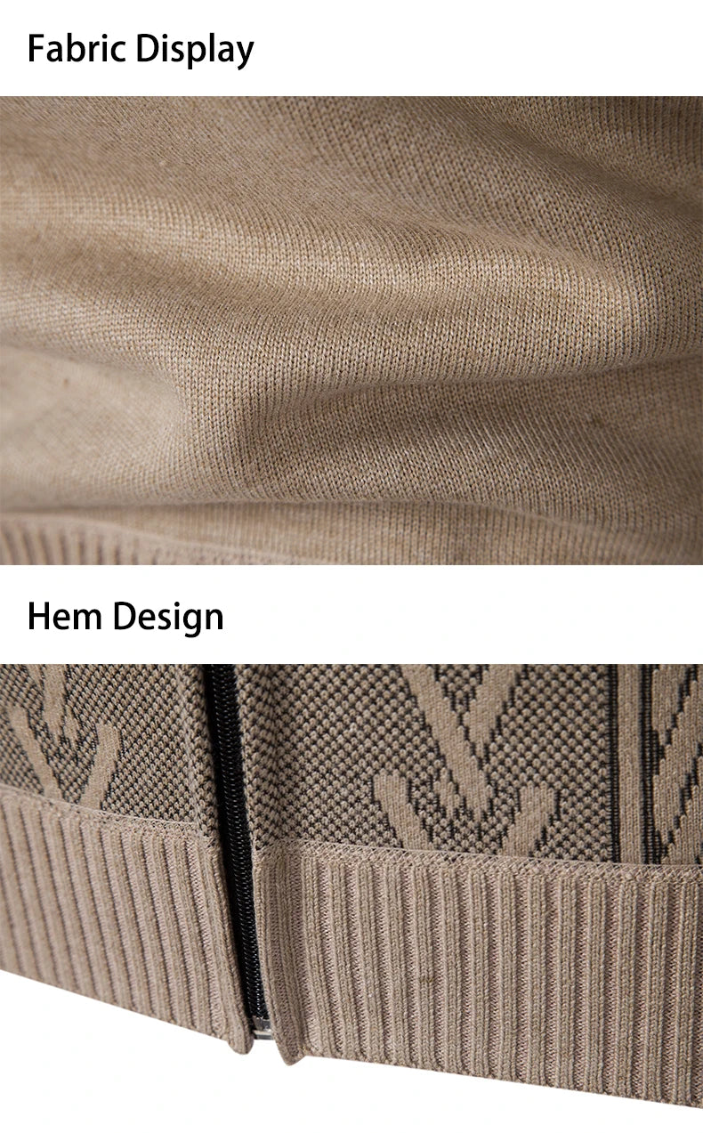 Men's Stand Collar Knitted Cardigan Zipper Sweater Jacket