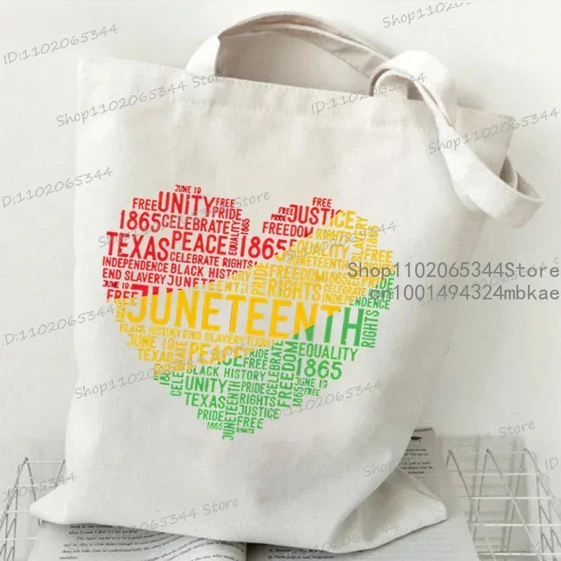 Its Juneteenth For Me/1865 Juneteenth/Juneteenth Heart/I Am Black History/Love Canvas Large Capacity Shopping Tote Bag