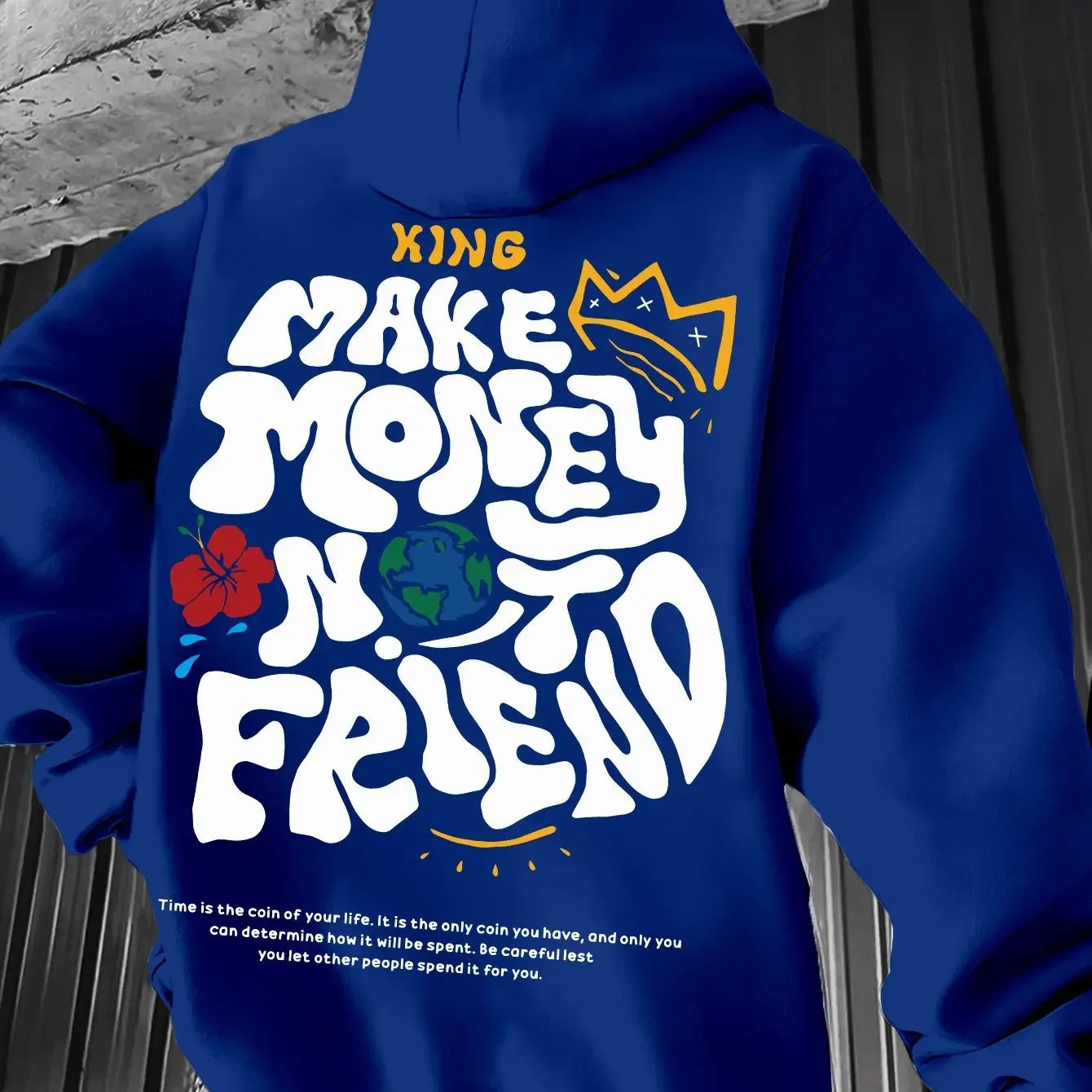 Men's "Make Money Not Friend" Hip-Hop Long Sleeve Pullover Hoodie Sweatshirt
