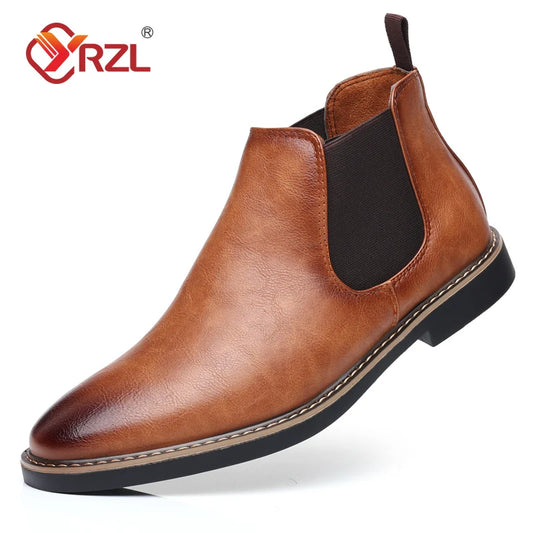 Men's Chelsea Retro PU Leather Solid Ankle Boots