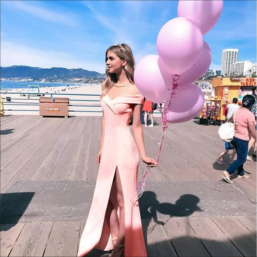 Chiffon High Split Bodycon Solid Off-the-Shoulder Sleeveless Bandage Formal Prom/Party/Bridesmaid Dress