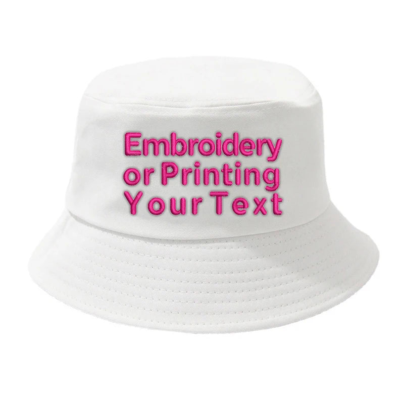 CUSTOMIZED Unisex Embroidered Text Personalized Design Cotton Bucket Fisherman Hat
