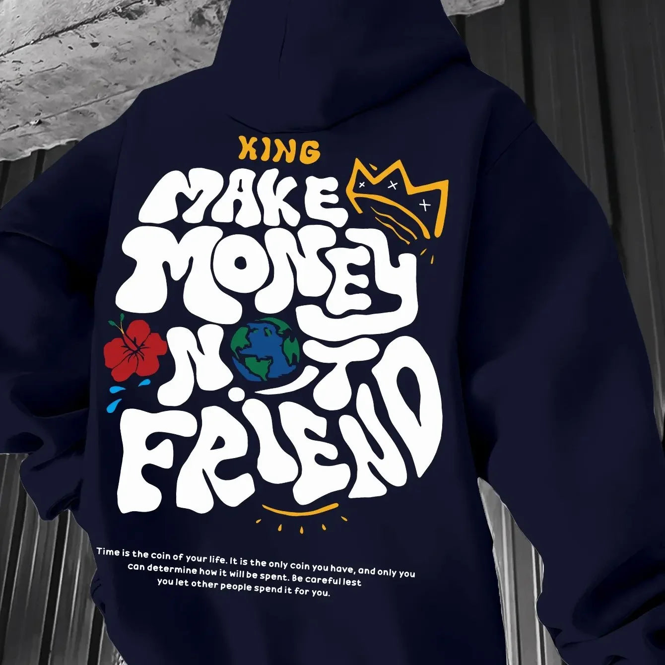 Men's "Make Money Not Friend" Hip-Hop Long Sleeve Pullover Hoodie Sweatshirt