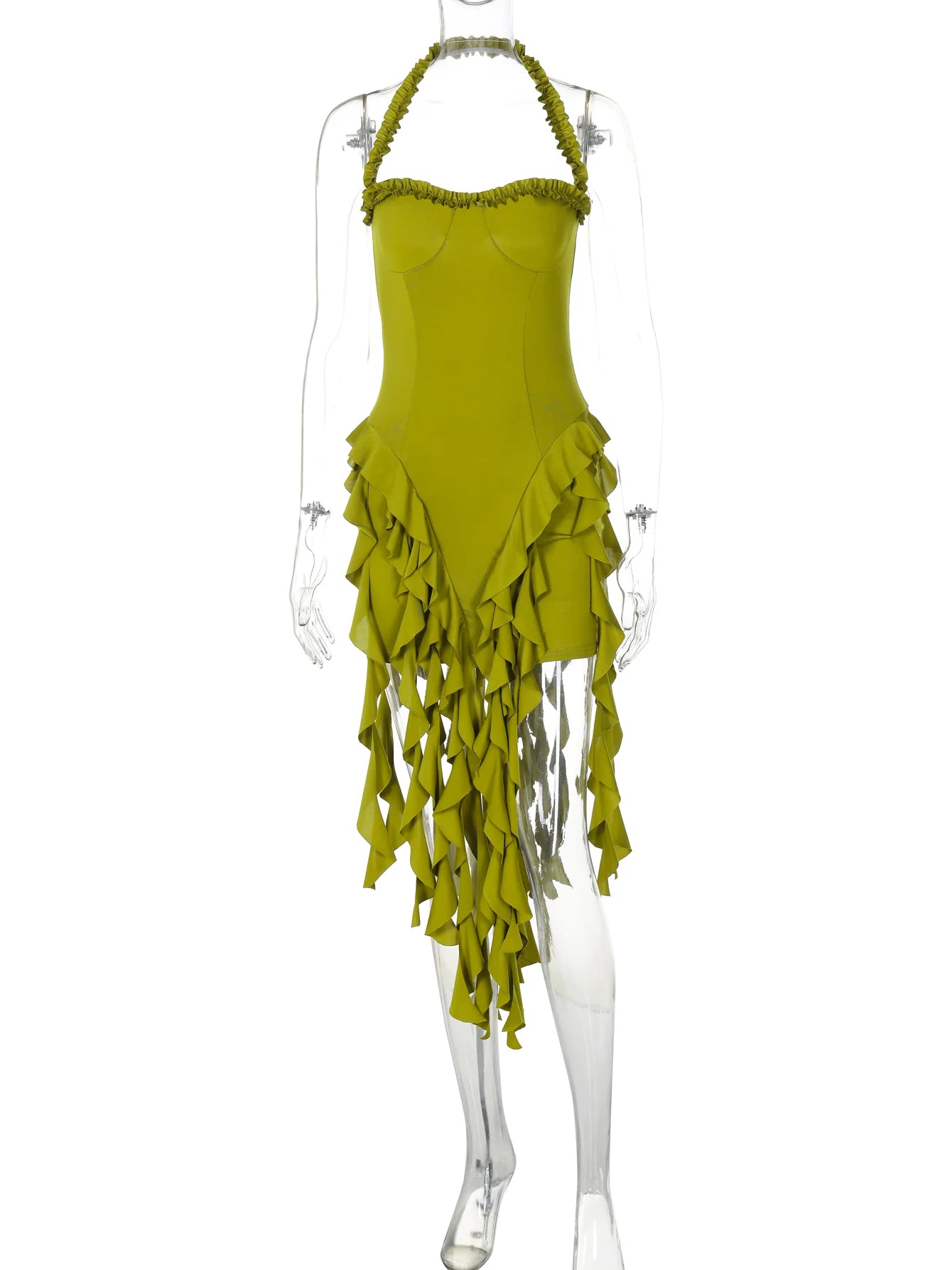 Sleeveless Hanging Tassel Fringe Design Solid Color Tube Dress