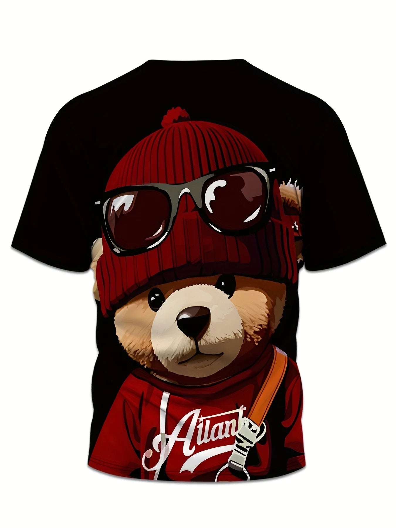 Men's 3D Hip-Hop Teddy Bear Print Short Sleeve T-Shirt + Matching Shorts 2-Piece Set