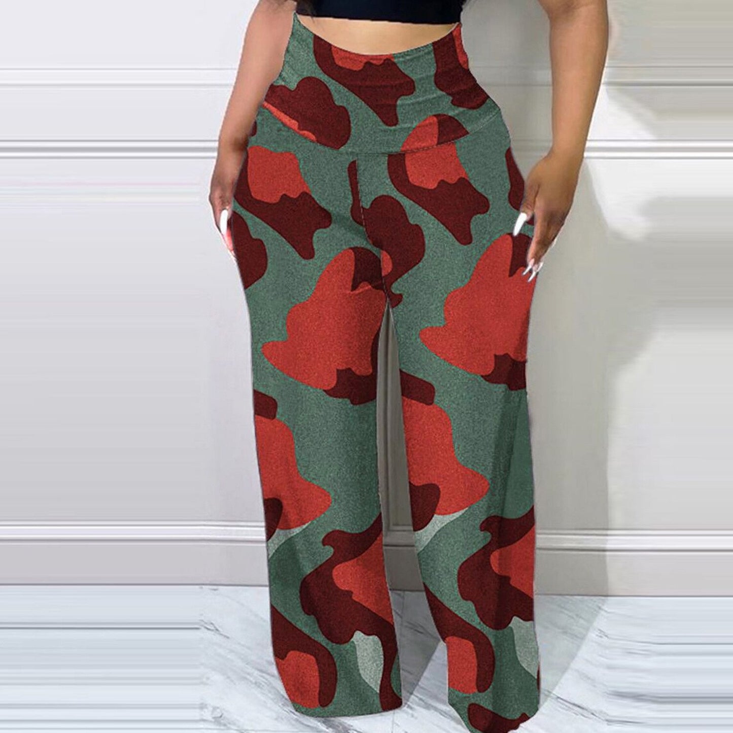 Geometric Print Wide Leg Ladies Pants