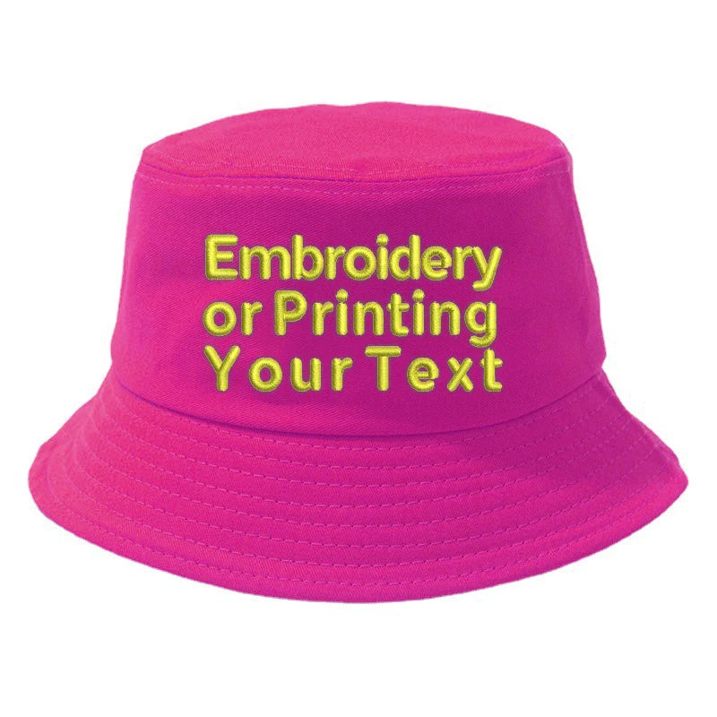 CUSTOMIZED Unisex Embroidered Text Personalized Design Cotton Bucket Fisherman Hat