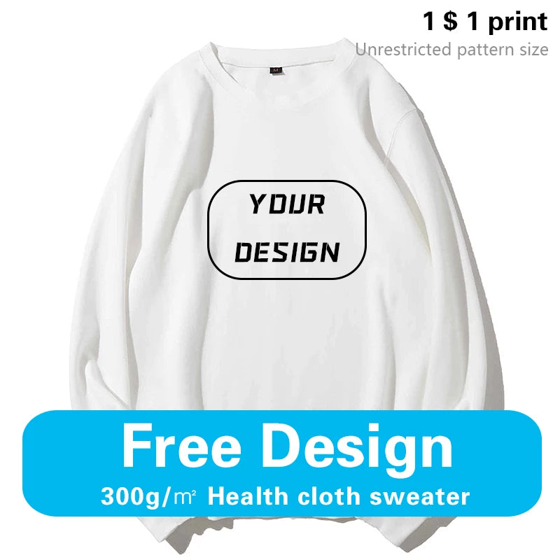 Men's Customized Personalized Logo O-Neck Long Sleeve Sweatshirt to 3X Big & Tall