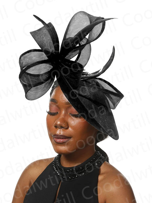 Big Ribbon Bow Detail Feather Church/Bridal/Kentucky Derby Formal Fascinator Fedora Hat