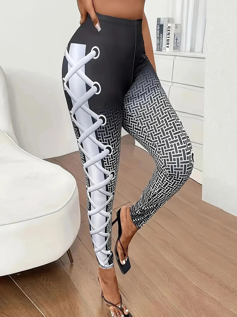 American Flag Striped/Geometric/Heart Print Women's High Waisted Yoga Leggings
