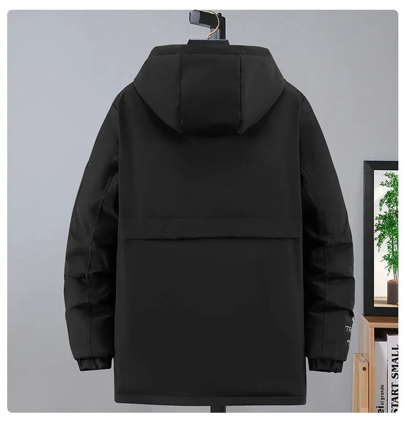 Men's Cargo Pocketed Cotton Padded Hooded Parka Coat