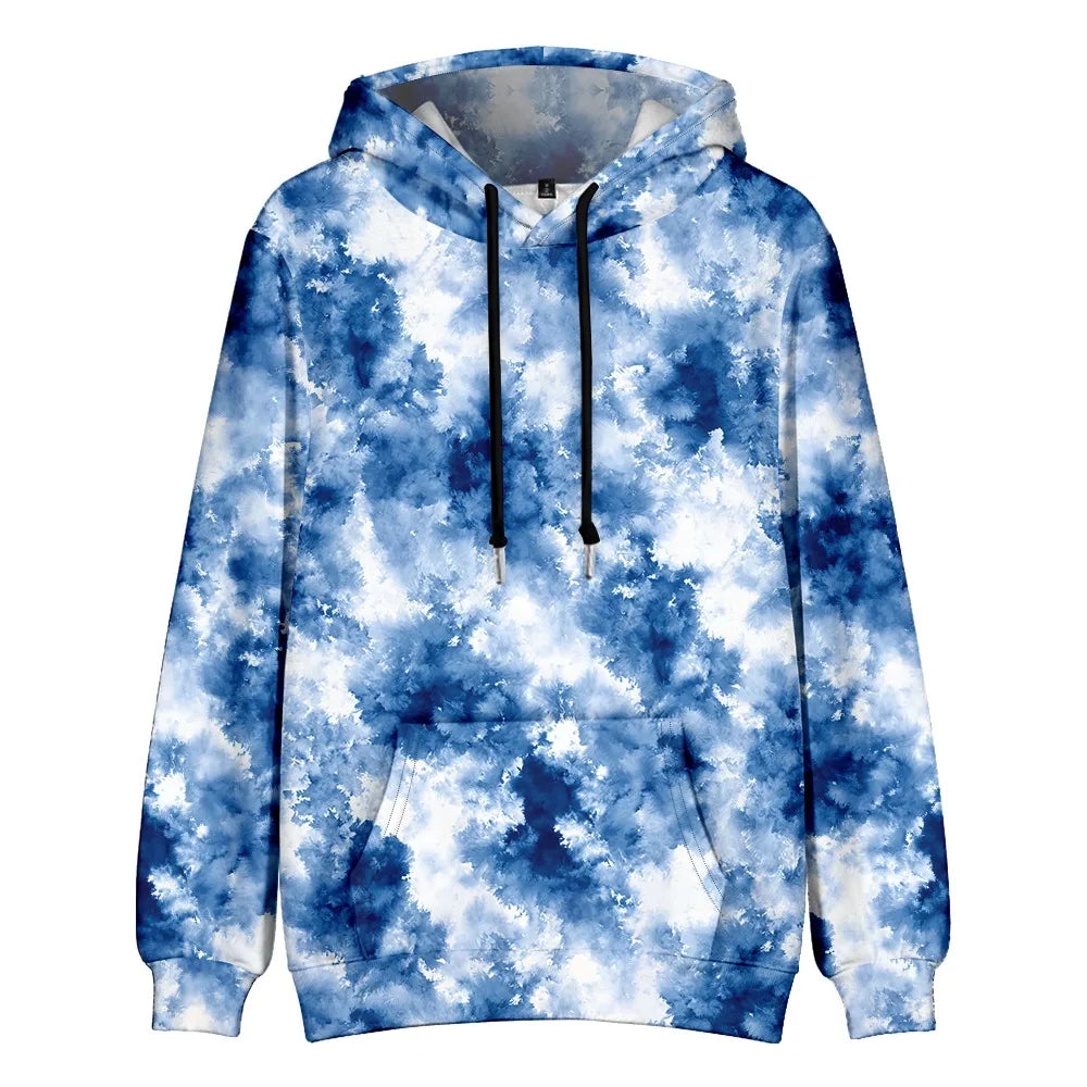 Men's Gradient Tie Dye Streetwear Pocket Oversized Pullover Hoodie Sweatshirt