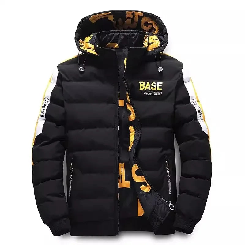 Men's Ribbed Reversible Cotton Padded Thick Puffer Bomber Down Jacket w/ Removable Hood to 5X Big & Tall